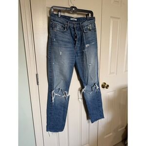 GRLFRND Karolina High Rise Distressed Skinny Jeans I Put A Spell On You Blue 28